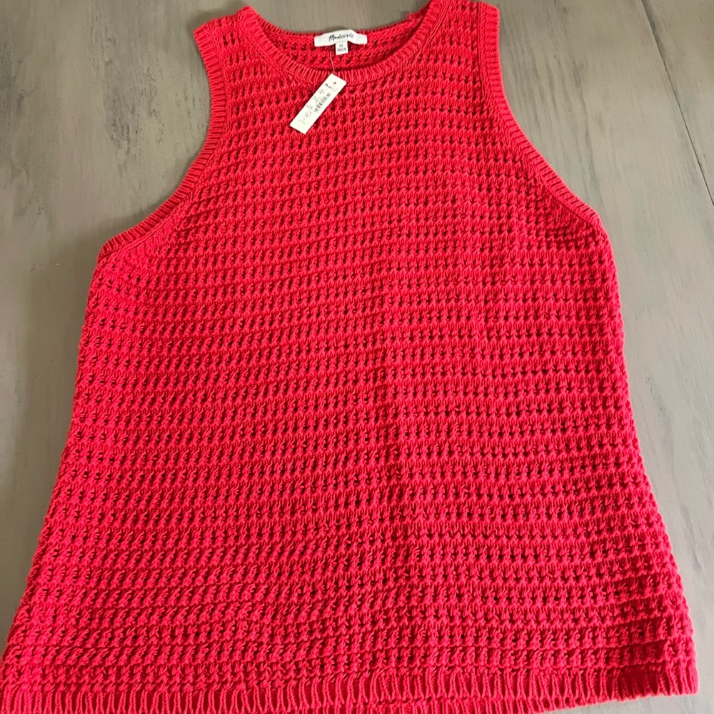 Madewell Bright Red Knit Tank Top
